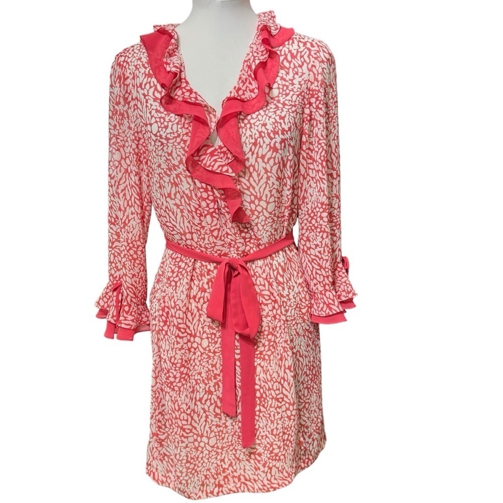 Oscar De La‎ Renta Purple Fuchsia Cheetah Leopard Print Robe Sz M